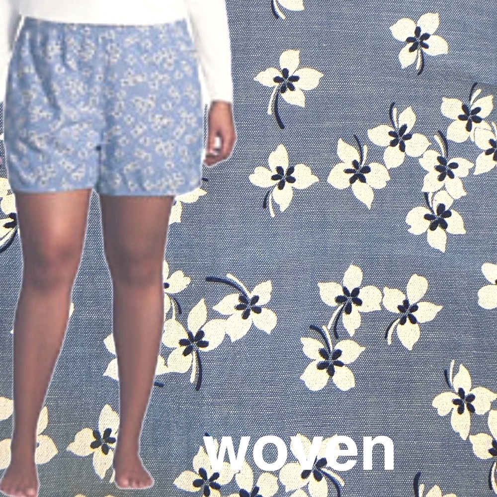 LANDSEND Wms Plus 100% Cotton Chambray Sleep Shorts, Side Pockets, 4.5” Inseam